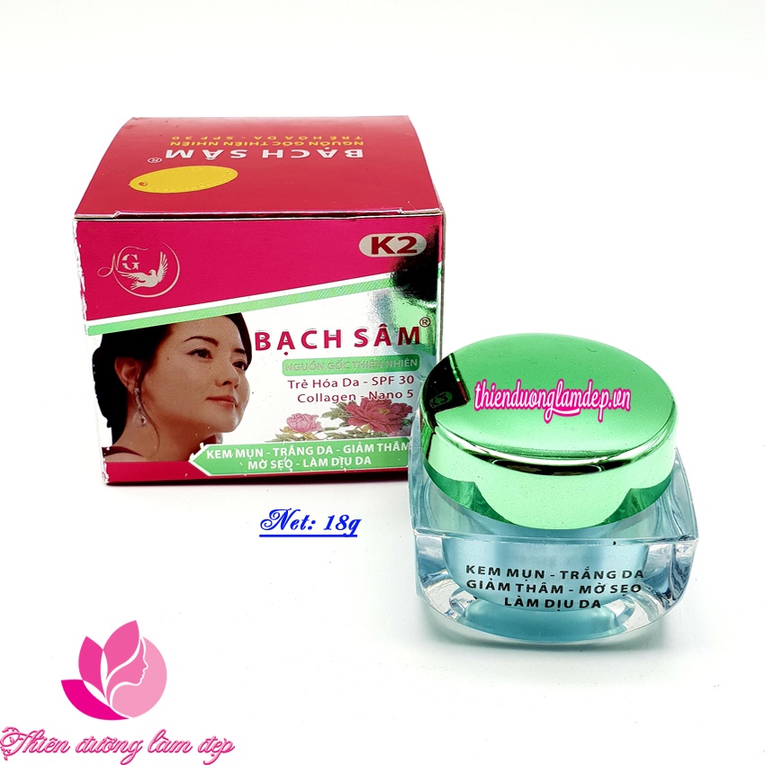 Kem mụn trắng da giảm thâm mờ sẹo làm dịu da K2 BẠCH SÂM 18g