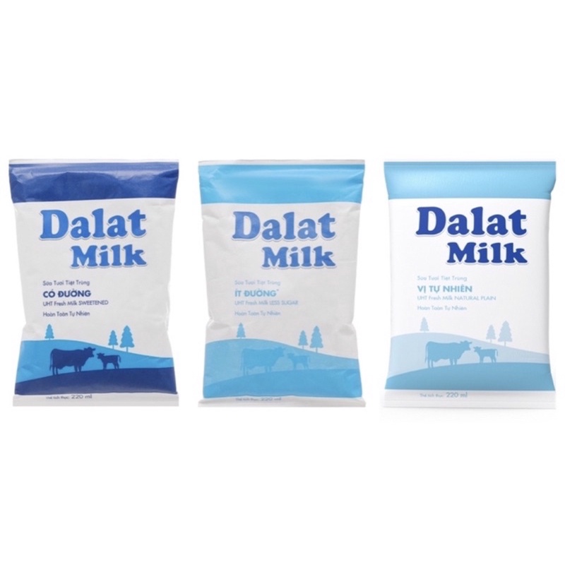 SỮA DALAT MILK KHÔNG ĐƯỜNG, ÍT ĐUONG, CÓ ĐUONG 220ml