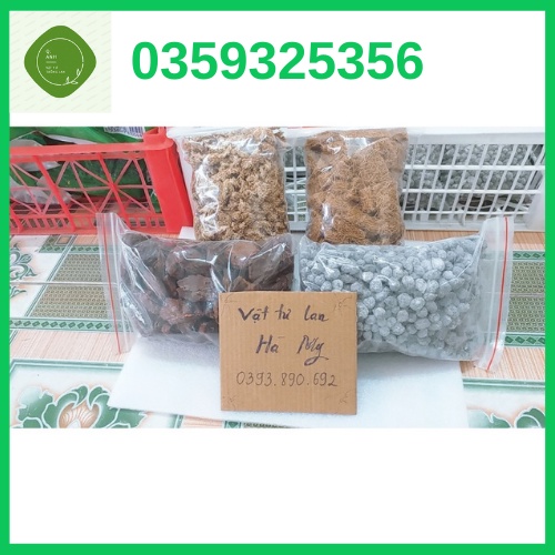 Combo giá thể trồng lan (xơ dừa nén, vỏ thông xay, phân dê, rêu sâu)