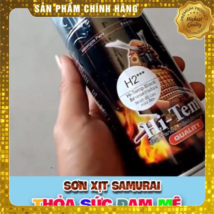 CHAI SƠN SAMURAI H2 CHỊU NHIỆT, CHỐNG CHÁY MÀU ĐEN MỜ 300ML - SƠN PÔ ZIN