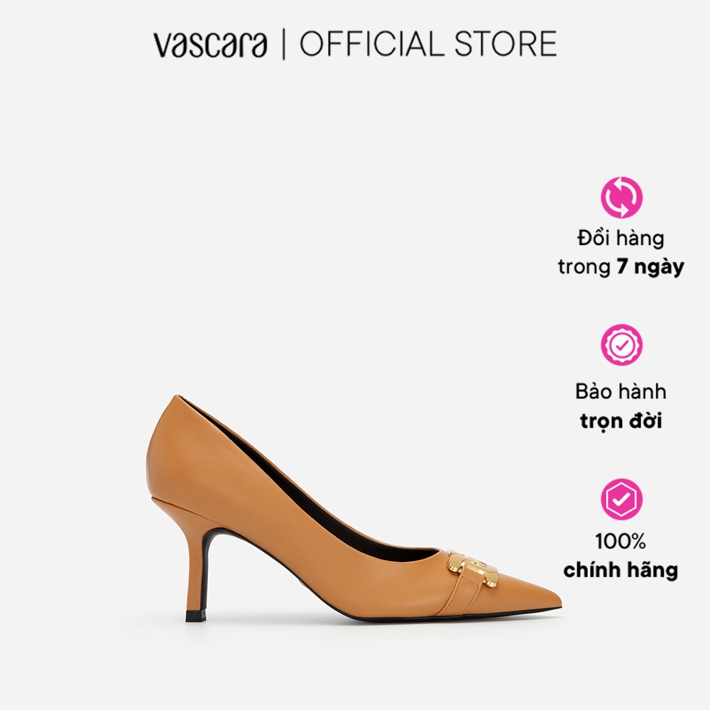 Vascara Giày Bít Mũi Nhọn Đính Khóa Mắt Xích Gold Metallic - BMN 0527