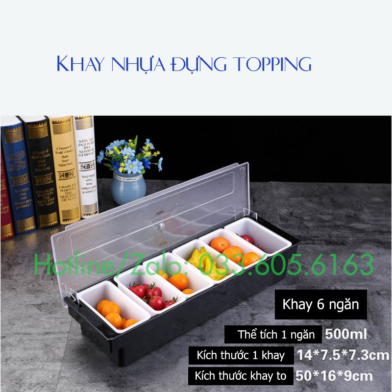 Khay Nhựa đựng Topping 6 ngăn 5 ngăn 4 ngăn 3 ngăn chất liệu cao cấp, bền đẹp