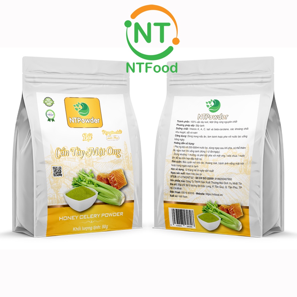 Bột Cần Tây Mật Ong sấy lạnh nguyên chất NTPOWDER (50gr / túi zipper) - Nhất Tín Food