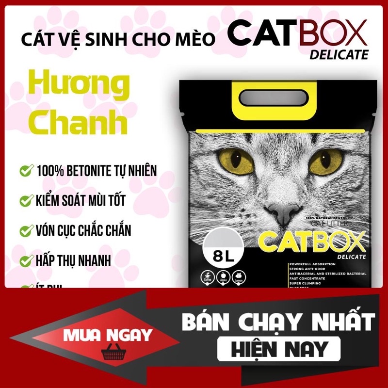 (Ship siêu tốc 1 giờ) Cát vệ sinh cho mèo Catbox Delicate, cát nhật đen luxury 8L