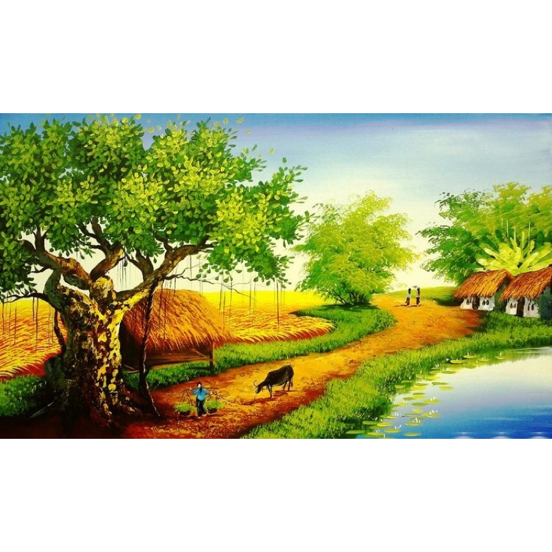 tranh sơn dầu đồng quê - kích thước 30x40cm