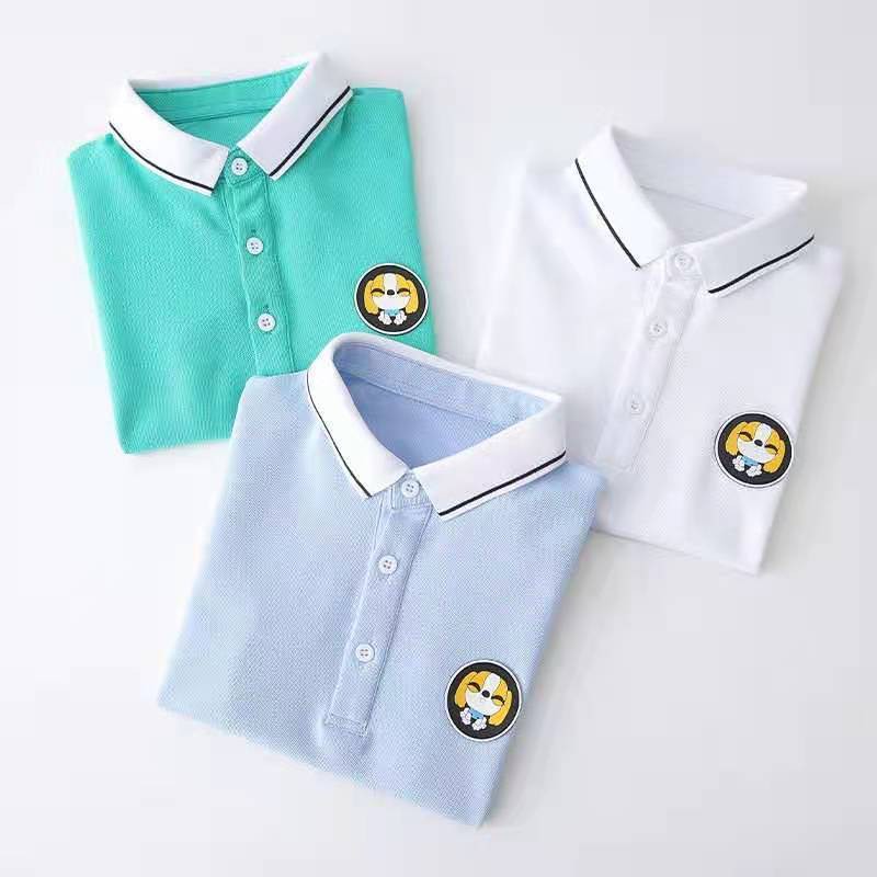 miếng dán  Áo sơ mi PoLo ngắn tay bé trai 12 tuổi form rộng tâyđịa