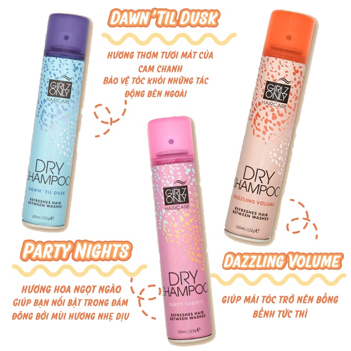 Dầu Gội Khô GIRLZ ONLY Dry Shampoo 200ml