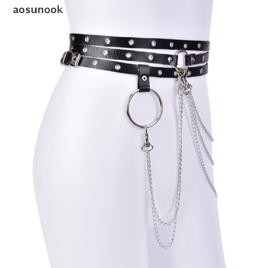Thắt lưng nữ garter dây xích buộc eo phối da giả phong cách Punk