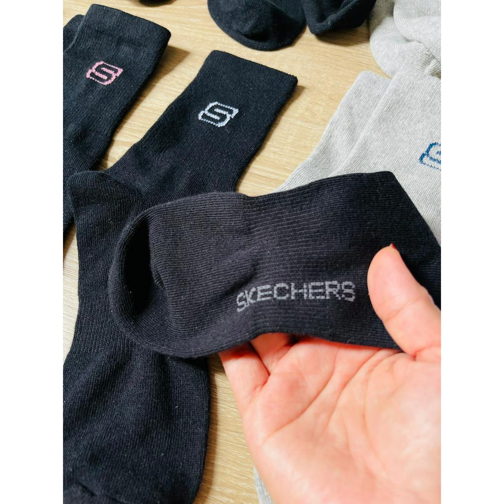 Tất vớ cổ trung SKECHERS thể thao dành cho nam nữ unisex mềm mịn chất cotton thoáng mát thoải mái tối đa
