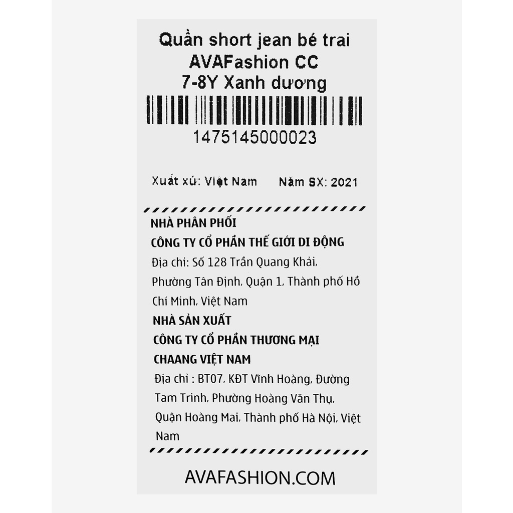 Quần short jean bé trai AVAFashion CC