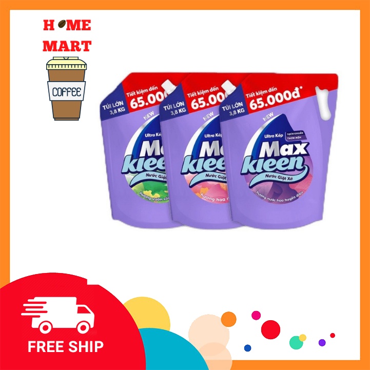 Nước giặt xả MaxKleen túi lớn 3.8kg &amp; 2.4kg