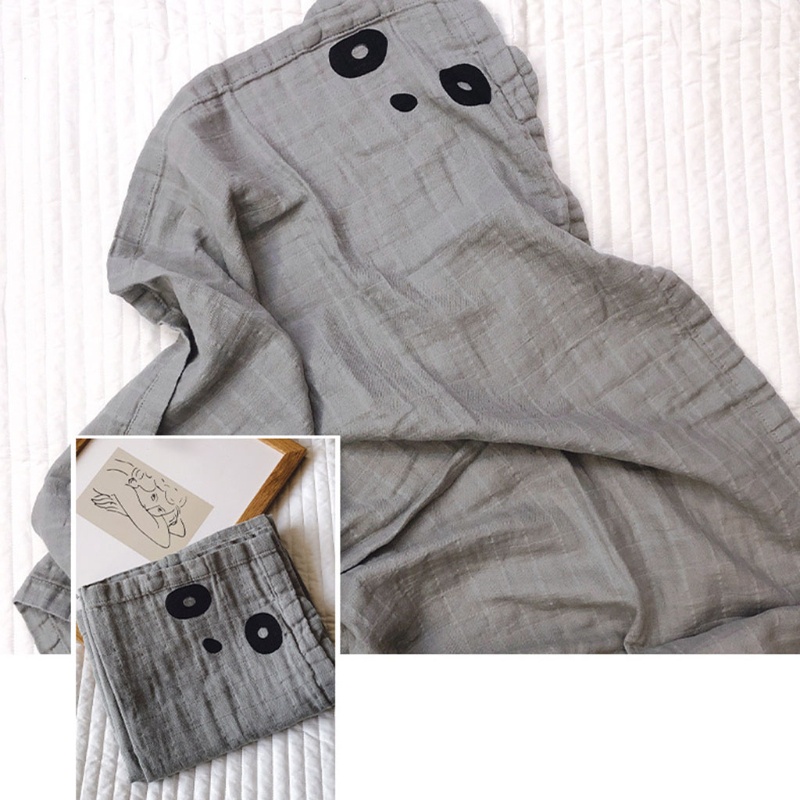 Chăn Quấn Em Bé Chất Liệu Cotton 2 Lớp Họa Tiết Hoạt Hình 90x90cm