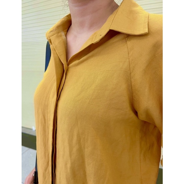 Sơmi tay raglan chất linen