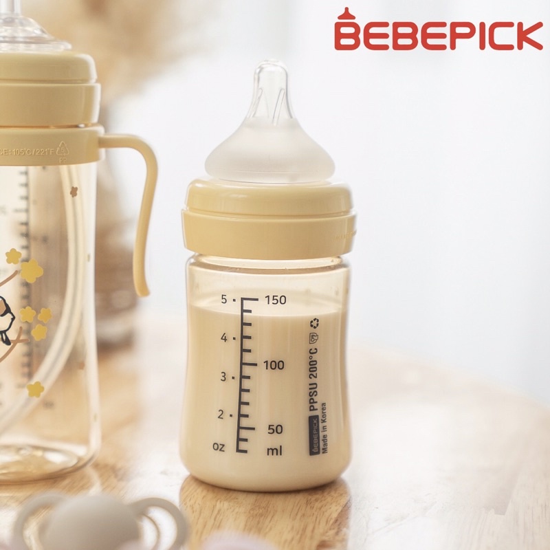Bình sữa núm ti Bebepick bản chim vàng size 150ml -250ml