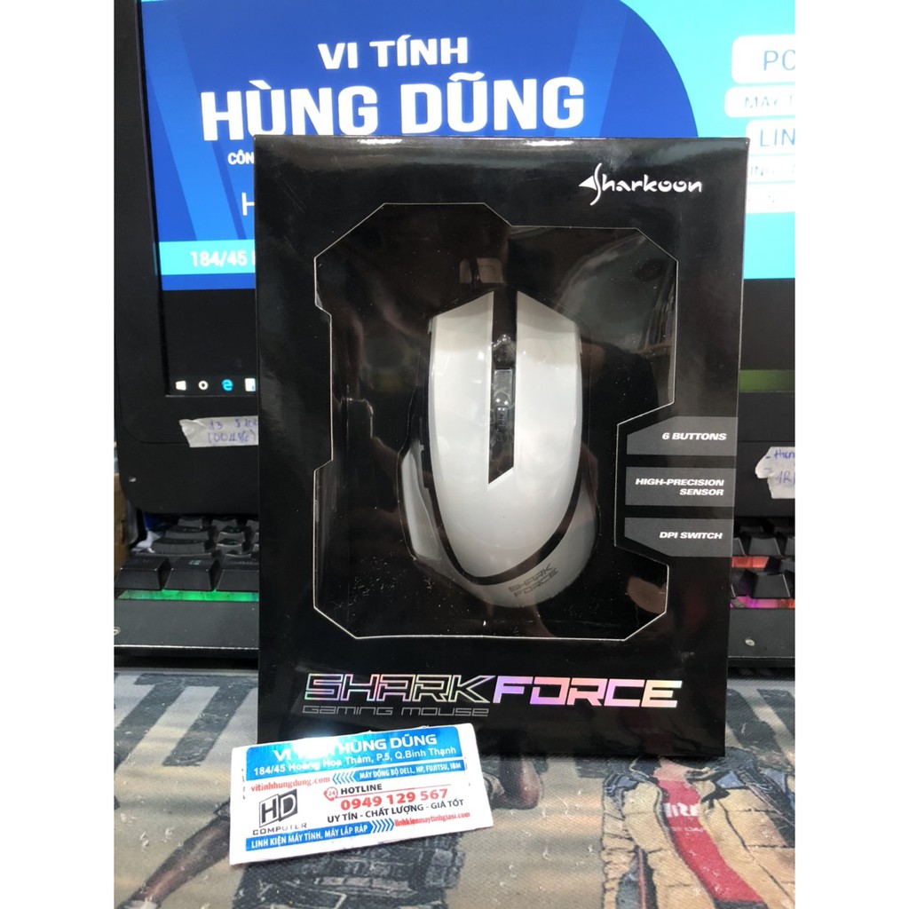 New Chuột Sharkoon Shark Force White Gaming Optipcal Mouse có dây BH 01 Tháng