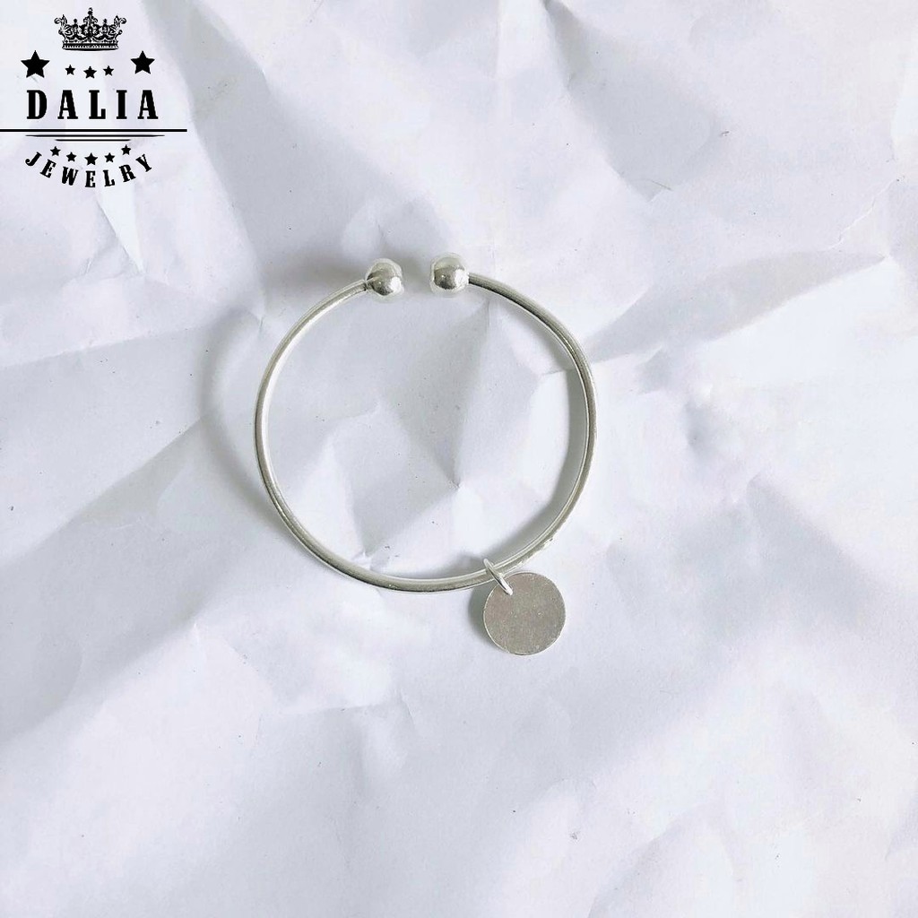 Lắc tay - vòng tay bạc nữ DaLiA Jewelry hình tròn khắc chữ theo yêu cầu