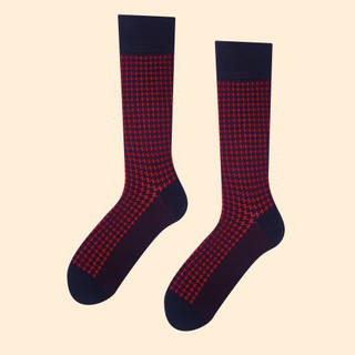 Tất cổ cao hoạ tiết Houndstooth - Navy Đỏ