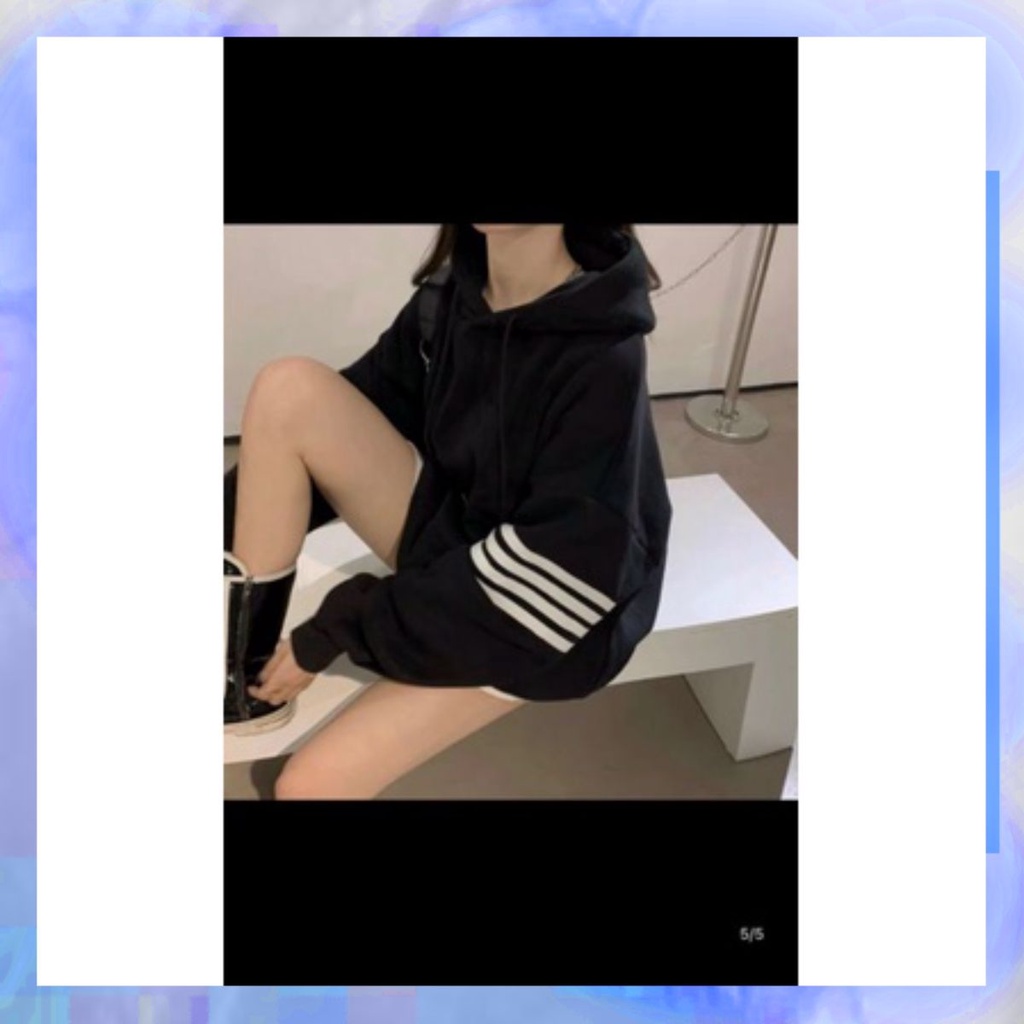 Áo nỉ hoodies in 4 vạch tay phong cách Hàn Quốc độc lạ
