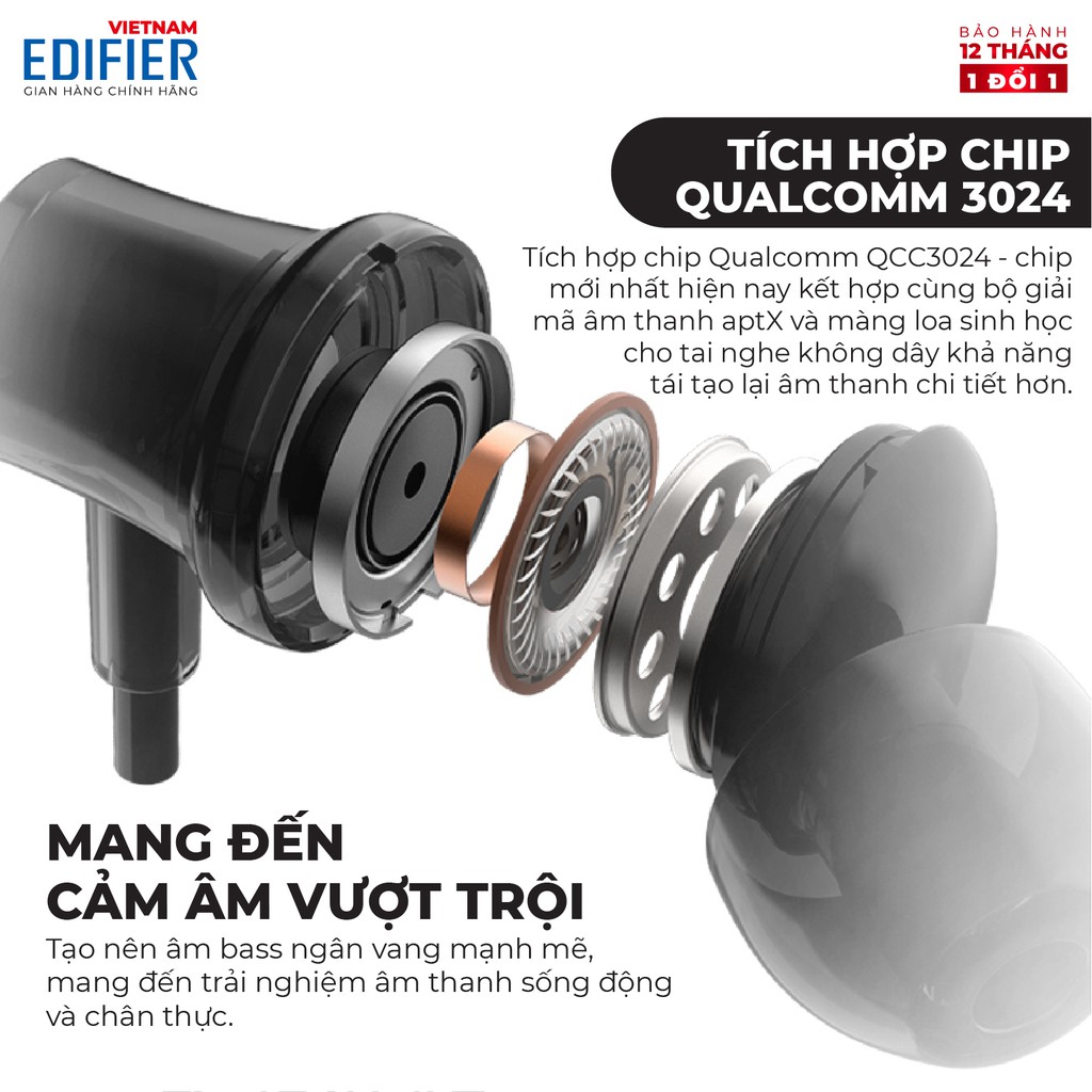 Tai nghe Bluetooth 5.1 EDIFIER W200BT Plus Âm thanh Stereo Chống nước IPX5 - Hàng chính hãng - Bảo hành 12 tháng 1 đổi 1