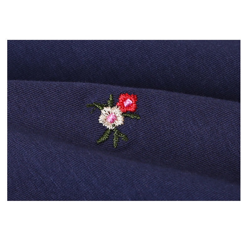 Áo Thun cotton Ngắn Tay Thêu Họa Tiết Thời Trang Cho Phụ Nữ Trung Niên