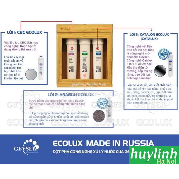 Máy lọc nước Nano Geyser Ecolux A - Tặng kèm 1 máy lọc tại vòi Geyser Euro - Nhập Khẩu LB Nga Russia