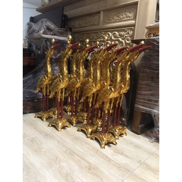 Hạc thờ 81/61.gỗ mít, Sơn son thếp vàng