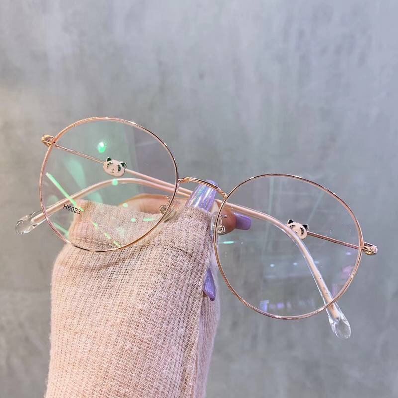 ✢✐♨Kính nữ phiên bản hàn quốc lưới không độ màu đỏ học sinh cận thị chống bức xạ gọng