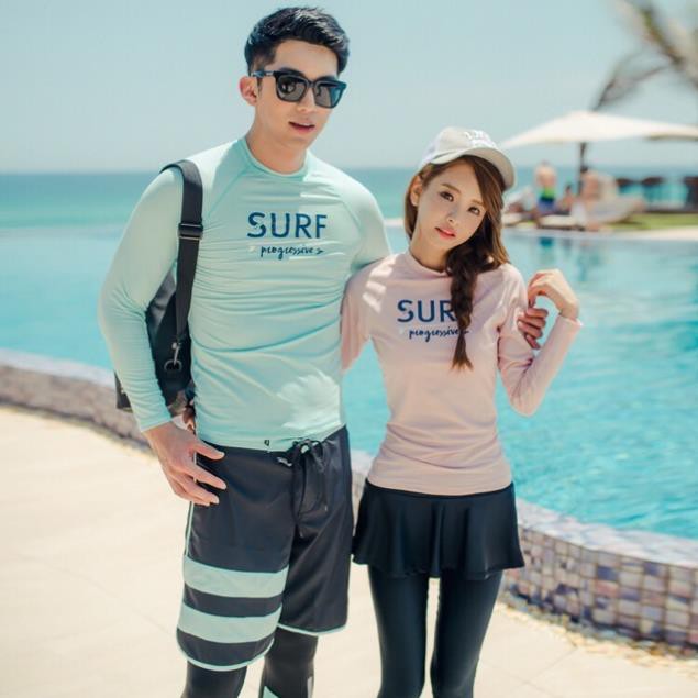 Đồ bơi đôi nam nữ dài tay quần dài SURF phong cách Hàn Quốc ་