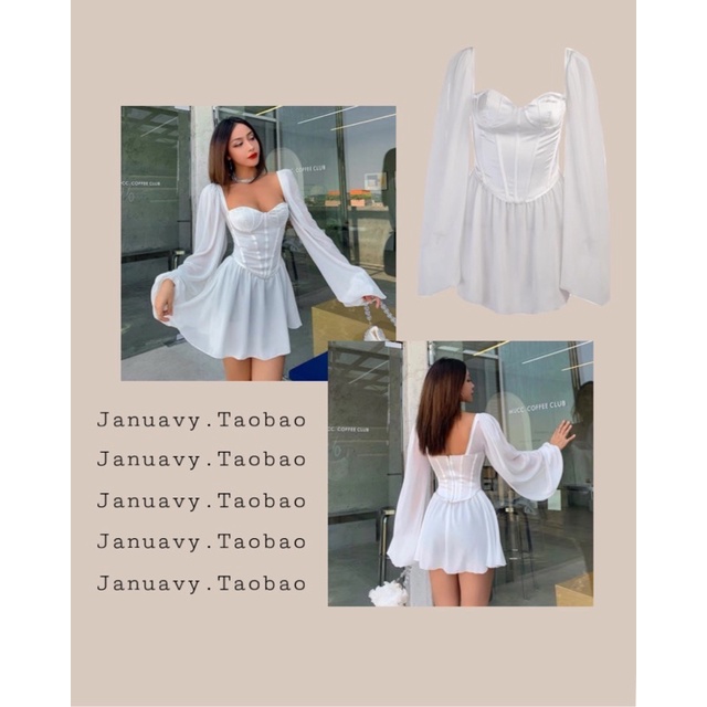 ĐẦM CÚP NGỰC TAY DÀI ORDER TAOBAO
