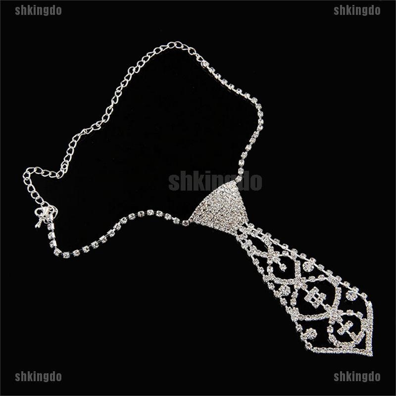 Dây chuyền thiết kế hình cà vạt đính kim cương giả hợp thời trang