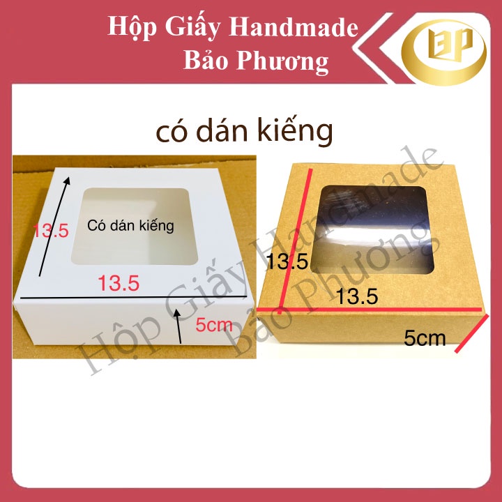 Hộp giấy kraft đựng bánh handmade set 10 hộp 13.5x13.5x5cm