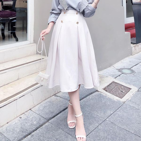 Chân váy dài xòe đính cúc cho người béo mập, big size | BigBuy360 - bigbuy360.vn