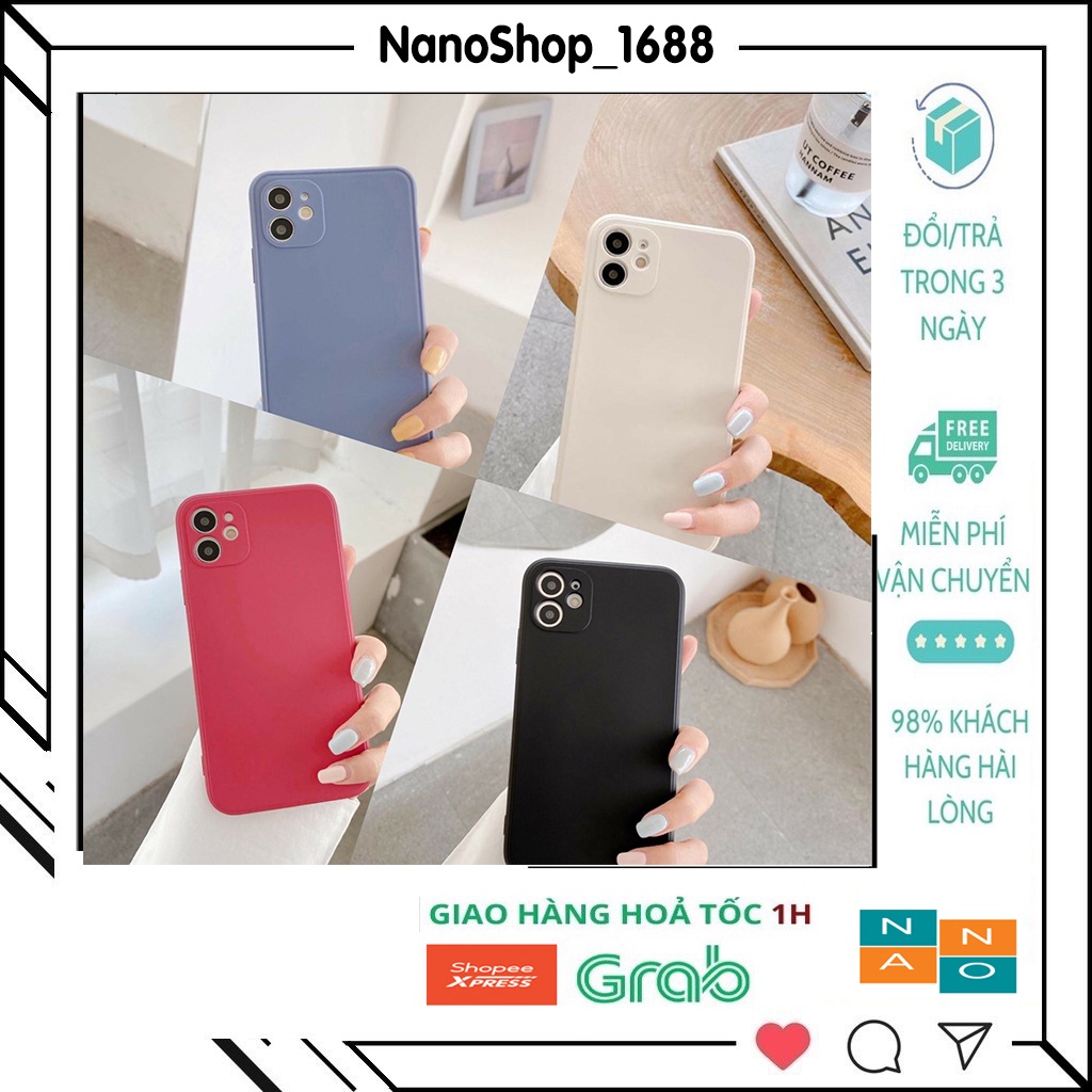Ốp Lưng Iphone Cạnh Vuông,Bảo Vệ Camera Nhiều Màu 7plus,8plus,x,xs,xsmax,11,11promax,12,12promax,13,13promax