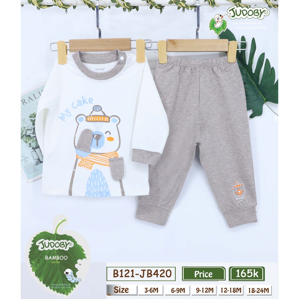 Judoby - Bộ cài vai dài tay Bamboo BT+BG (6-24M) JB420