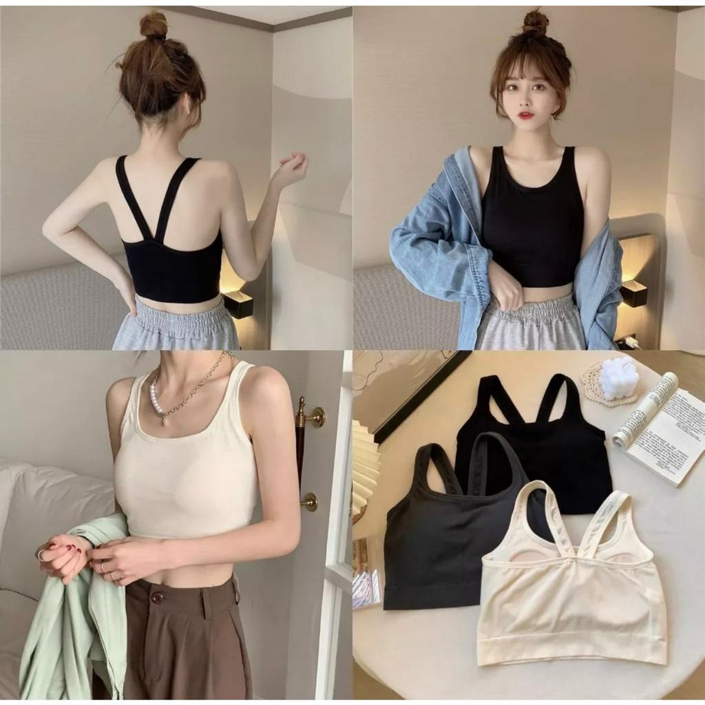 Áo Bra Cổ Vuông Dáng Lửng Có Đệm Ngực Dây Lưng Chéo Siêu Hot ms V30