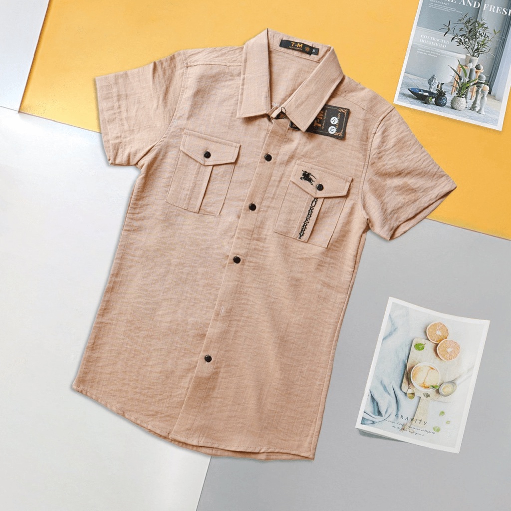 Áo Sơ Mi Nam Tay Ngắn Vải Đũi Thêu Ngựa Túi Hộp Có Đủ Màu Phong Cách Sang Trọng [NEW UNISEX]