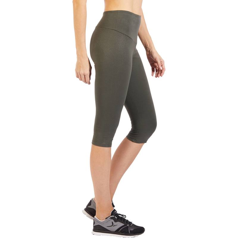 Quần dài ngang gối tập gym và pilates Decathlon NYAMBA 900 cho nữ - Nâu Khaki size W28 L29