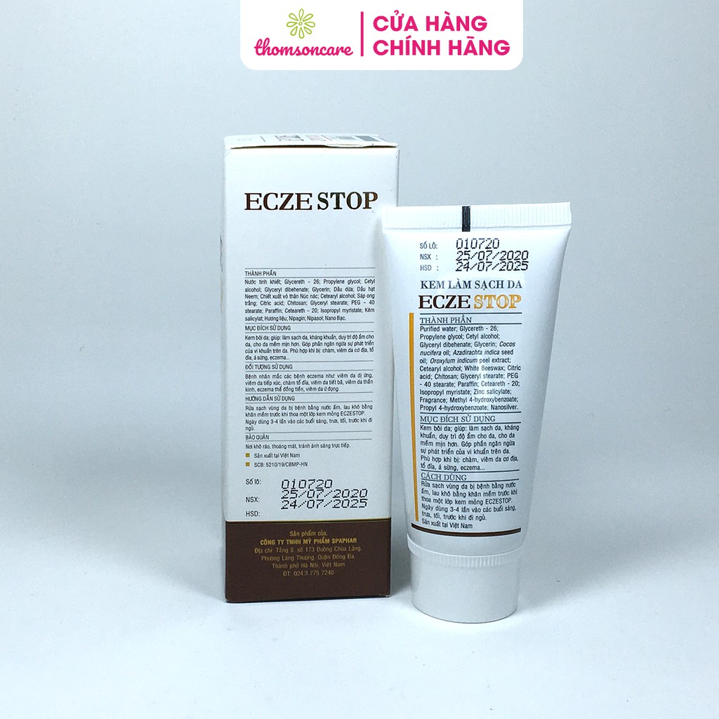 EczeStop - Kem làm mềm da, dưỡng ẩm ngày đêm, hết ngứa - Ecze Stop Tuýp 35g