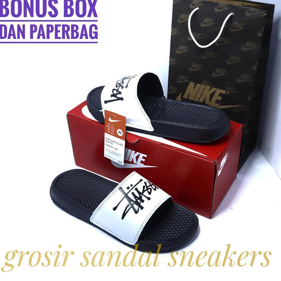 11.11 FASIONGiày sandal nam chính hãng NIKE BENASSI SWOOSH X STUSSY SLIDE