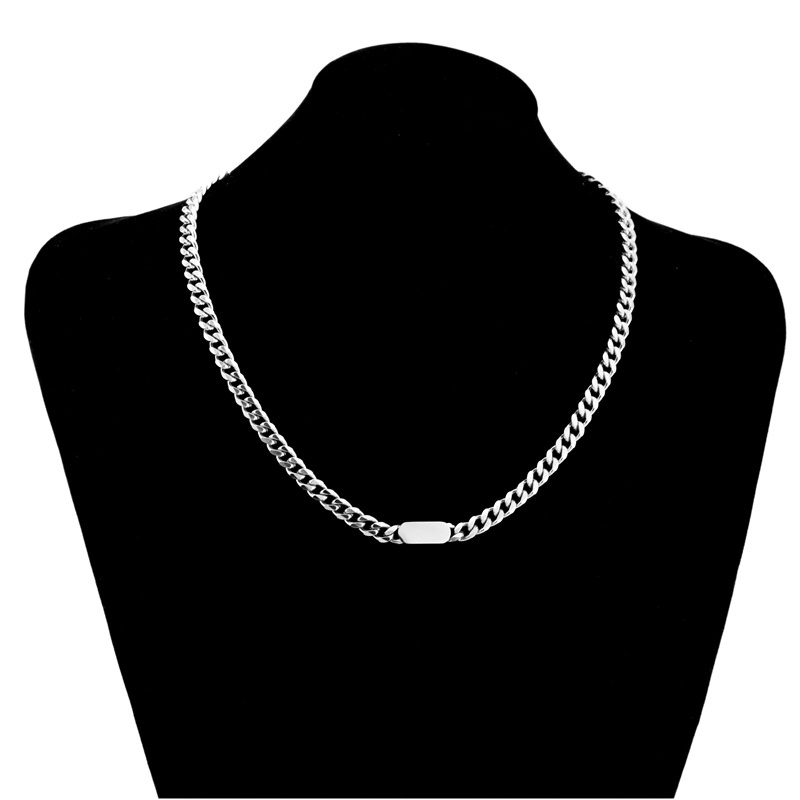 Vòng cổ Thép Titan Mặt Oval Phong Cách Hip Hop Cho Nam Nữ