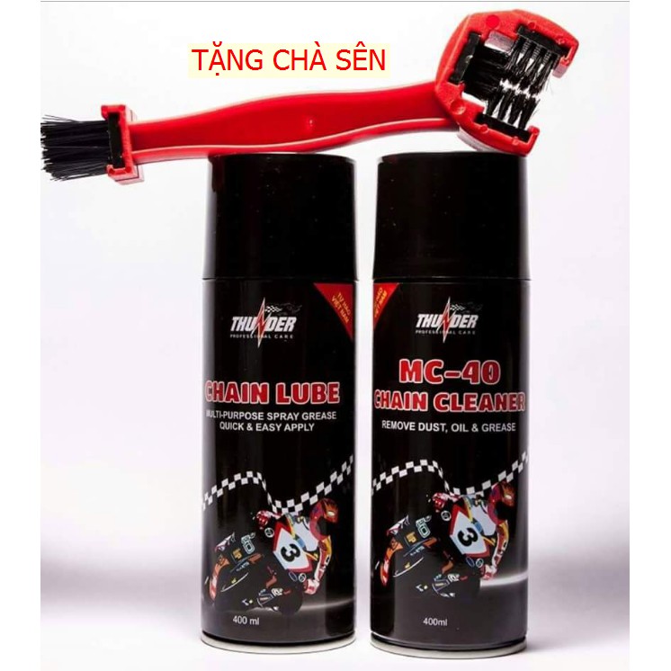 Bộ 2 chai Rửa và Dưỡng sên xe máy Thunder