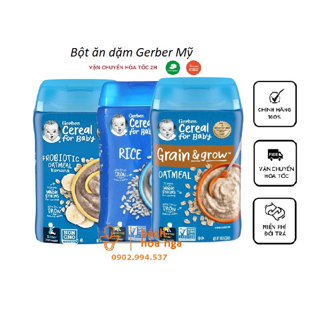 Bột Ăn Dặm Gerber Mỹ Vị Ngọt Cho Bé Từ 4m+ Hộp 227g