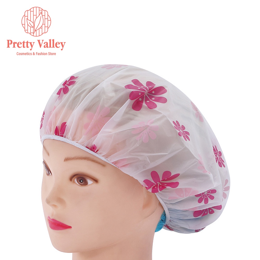 Mũ trùm nhuộm tóc, ủ tóc Pretty Valley Store Mũ trùm tóc chống nước khi tắm, nhuộm, ủ tóc loại dày nhiều họa tiết