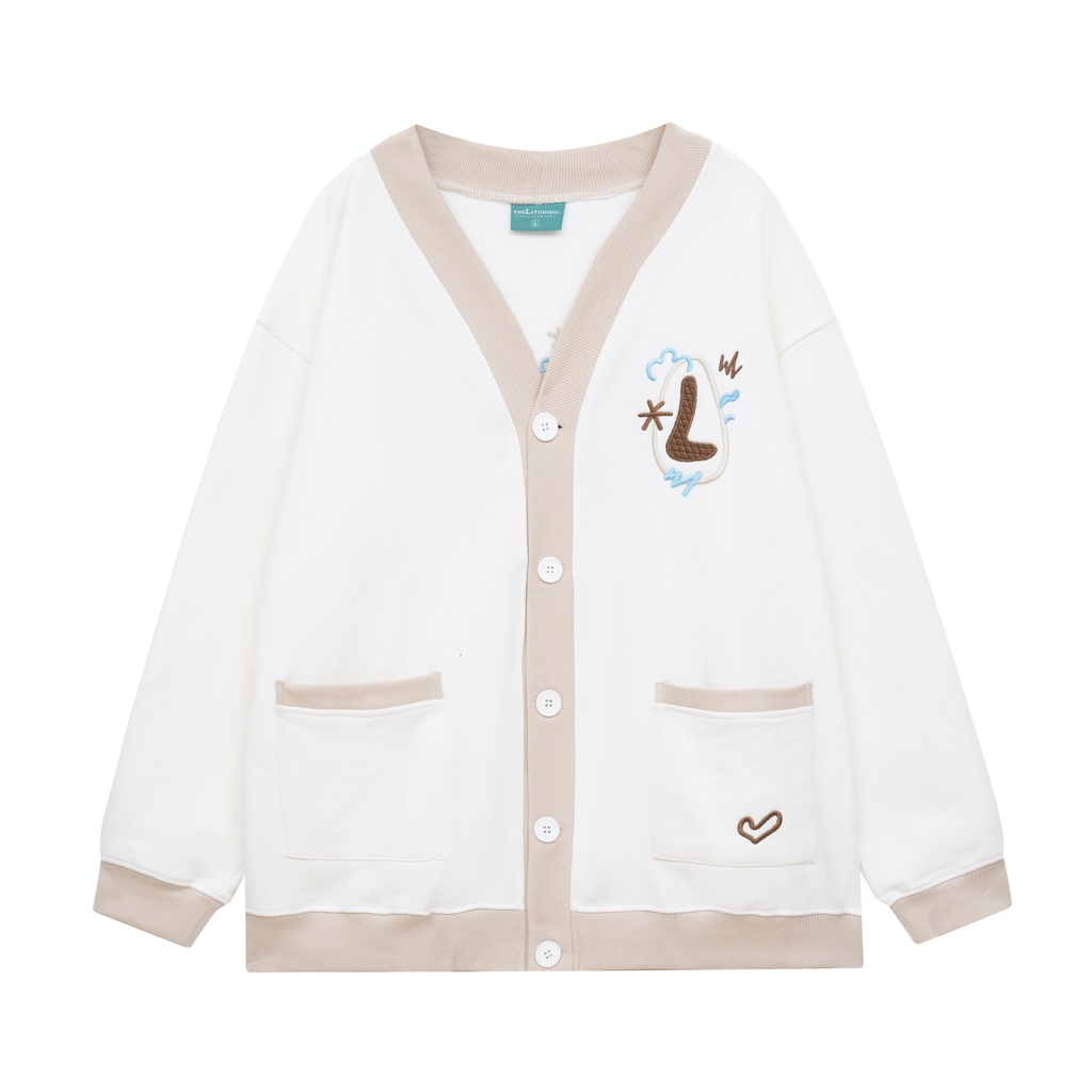 Áo Cardigan Thêu Logo THEL - Trắng