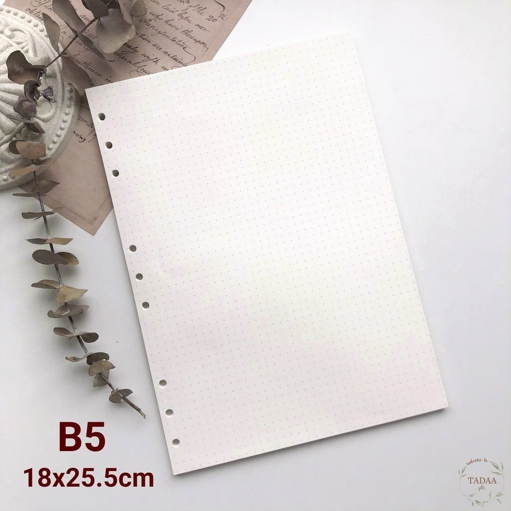 Giấy refill ruột sổ còng, planner các mẫu dotgrid, grid, line, blank khổ A6/A5/B5 bullet journal