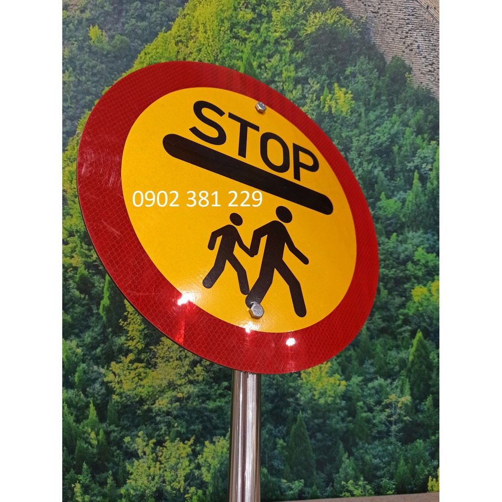 [KHUYẾN MÃI] Biển báo phản quang cầm tay STOP cho người đi bộ, cho đội nhóm - hình thật