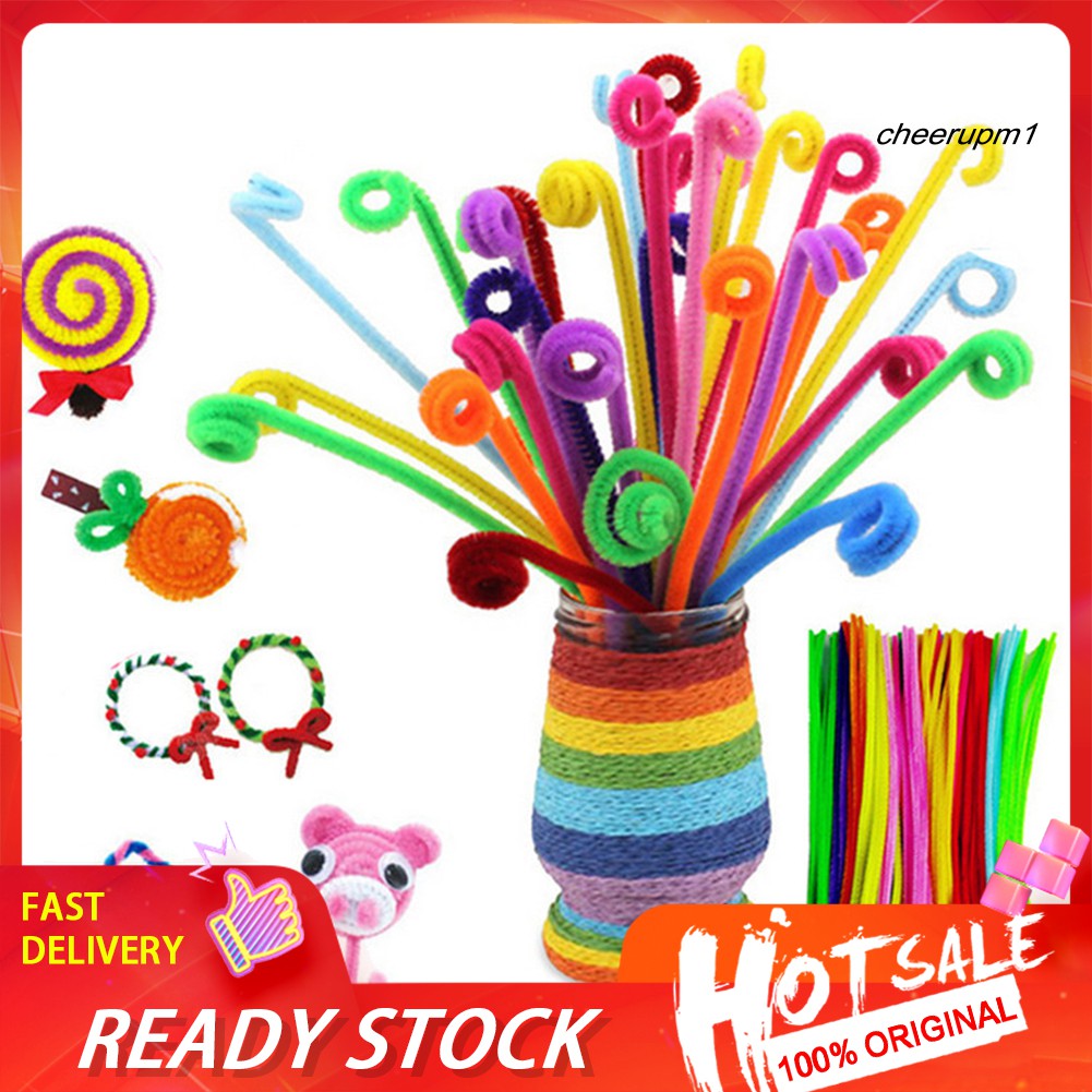 Bộ 100 ống chenille vệ sinh nhiều màu sắc dùng làm đồ chơi thủ công DIY cho bé