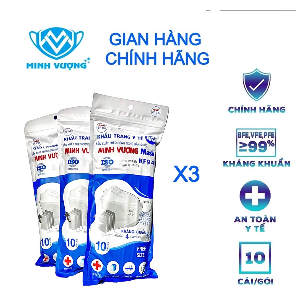 Khẩu trang Kf94 - MINH VƯỢNG - kháng khuẩn - hàng sản xuất tại xưởng