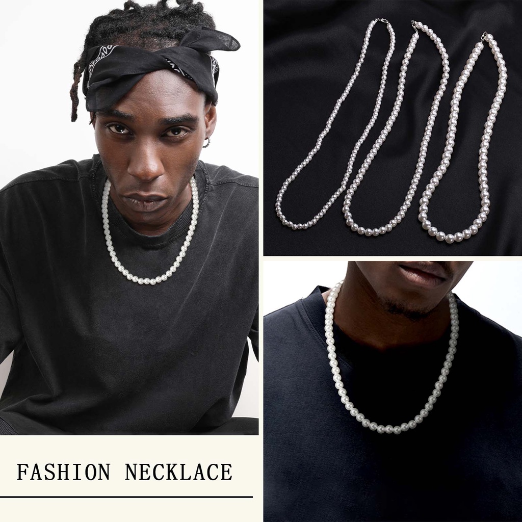 Vnox Vòng cổ Ngọc Trai Tròn Dành Cho Nam Và Nữ