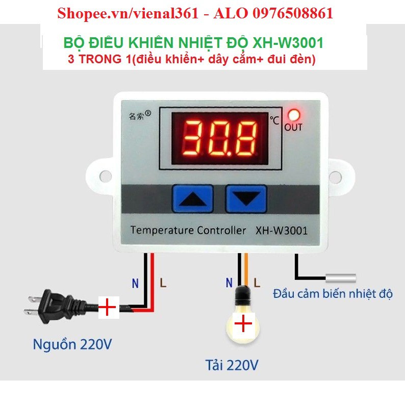 Bộ điều khiển nhiệt độ tự động XH-W3001 10A/220V(sẵn hàng)